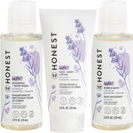 The Honest Company Babe's Mini Must Haves Gift Set Travel Size Hypoallergenic Lavender Bathtime Essentials Shampoo Body Wash (2 fl oz) Face Lotion (1 Bubble Bath