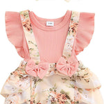 Baby Girl Floral Romper Newborn Dress Ruffle playsuit Suspender Shorts Jumpsuit Cute Summer Clothes and Headband