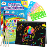 ZMLM Scratch Paper Art-Crafts Gift: 2 Pack Rainbow Notebooks Supplies Toys Easter Basket Stuffers for 3 4 5 6 7 8 9 10 Years Old Girls and Boys Kids Birthday Party Games (Pink)