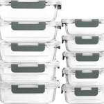 [10-Pack] Glass Meal Prep Containers with Lids, MCIRCO Food Storage Containers with Snap Locking Lids, Airtight Lunch Containers, Microwave, Oven, Freezer and Dishwasher