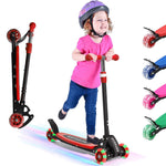 Scooter for Kids 3-7, 3 Wheel Scooters for Boy Girl Toddler Heavy Duty, Kick Scooter with Lean-to-Steer LED Wheels, 4 Adjustable Handlebar, Wide Deck, Safe Metal Rear Brake, 120 lb Capacity,Child Gift