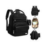 KeaBabies Diaper Bag Backpack - Small Multifunctional Travel Diaper Back Packs, Maternity Baby Changing Bags, 12L Capacity, PU Leather, Waterproof, Unisex, Nappy Changing Pad (Trendy Black, Small)