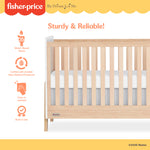 Dream On Me Fisher-Price Iris 4-in-1 Convertible Full-Size Baby Crib in Vintage White Oak, GreenGuard Gold & JPMA, Sustainable Pinewood, Converts to Day & Toddler Bed with Guard Rails & Kids Sofa