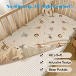MorroMorn Baby Crib Sheets Fitted Crib Sheet for Boys Girls, for Standard Crib and Toddler Mattress, Super Soft Jersey Knit Microfiber, Cute Neutral, Baby Bed Sheet, 28x52x8in, (Animals)