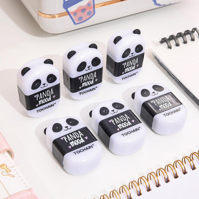 4 Pcs Cute Pencil Sharpener & Eraser 2-in-1 Cartoon Panda Pencil Sharpener Small Manual Sharpeners Kawaii Plastic Sharpeners School Office Supplies Sharpener for Girls Women (Panda)