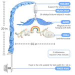Mkcxcol Crib Mobile for Baby, Blue and White Airplane & Weather Theme, Mobile for Crib with 35 Lullabies & 3 Modes Rotating Music Box, Nursery Decoration for Infant Boys and Girls