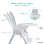 Dream On Me Fisher Price Tiny Bites Baby & Toddler Highchair – Cloud Grey, One-Click Folding, 7 Adjustable Height Levels, 2 Recline Positions, Removable Dishwasher-Safe Tray, Space-Saving