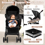 Baby Joy Lightweight Stroller, Compact Toddler Travel Stroller for Airplane, Infant Stroller w/Adjustable Backrest/Footrest/Canopy, 5-Point Harness, Storage Basket, Easy One-Hand Fold, Coffee