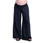 Motherhood Maternity Women's Smocked Waist Wide Leg Pregnancy Summer Casual Pants, Black, Small