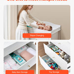 VEVOR Changing Table Dresser, Baby Diaper Change Station with 3 Drawers, Multi-Functional Modern Changing Table Dresser with Storage Organizer Nursery for Children's Room, White