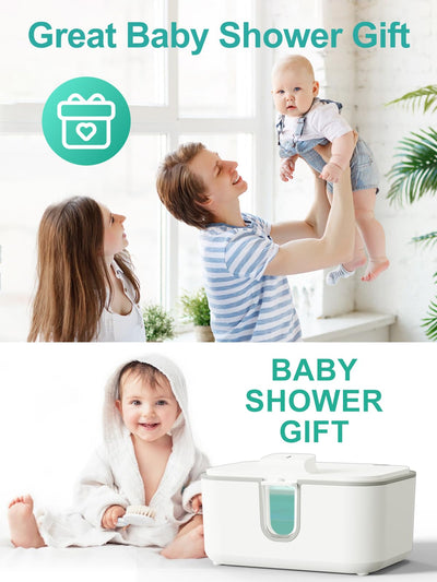 KOSTTE Baby Wipes Warmer, Larger Capacity Wipe Dispenser, Even Heating Diaper Wipe Warmer with Night Light, On/Off Switch, White