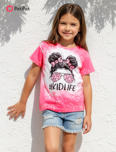 PATPAT Girls Shirts Size 8-9 Pink Kid Life Graphic Tees, Kid Life Shirts for Girls, Crew Neck Short Sleeve Pink Tops Fashion Clothes Coming Home Outfit Preppy Tops