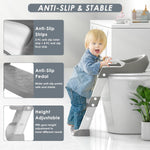 Zieyeen Potty Training Seat with Step Stool Ladder, Toddler Potty Training Toilet for Boys Kids, Potty Chair Adjustable Potty Seat for Toilet with Anti-Slip Wide Steps Splash Guard Safety Handles