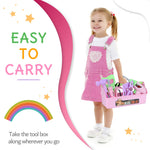 Kids Tool Set - Toddler Tool Playset with Toy Drill, Toy Tool Box, Construction Tools - Pretend Play Toddler Girl Toys Gifts for Toddlers Kids Aged 3 4 5 6 (Pink Tools)