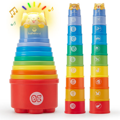 hahaland Stacking Toys for Toddlers 1-3 - Stacking Cups - Toddler Toy Age 1-2 Learning Montessori Toys for 1 Year Old Boy Baby Stacking Cups 12-18 Months
