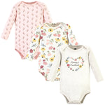 Hudson Baby Unisex Baby Cotton Long-Sleeve Bodysuits, Soft Painted Floral, 12-18 Months