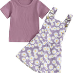 fhutpw Toddler Baby Girls Summer Outfits Daisy Ruffle Short Sleeve T-Shirts Tops Floral Shorts 2Pcs Clothes Set 6M-4T