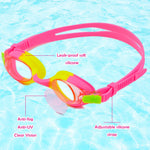 Kids Swim Caps for Girls (Age 2-6), Durable Waterproof Silicone Swimming Cap for Short Hair with Swimming Goggles, Ear Plug and Nose Clip (Pink, Large (6-12 Years))