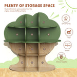 Green Tree Kids Bookshelf Toddler Bookcase 4-Tier Baby Book Rack Children Toy Storage Organizer Forest Wood Display Shelf for Nursery Playroom Bedroom Classroom School Homeschooling Boy Girl’s Gift