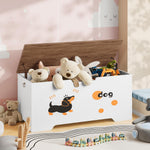 HOOBRO Toy Box, Toy Chest with 2 Safety Hinges, 39.4" Storage Bench, Wooden Storage Chest, for Entryway, Bedroom, Living Room, White and Walnut WH494CW01