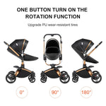 Convertible Baby Stroller with Bassinet, 360° Rotation, Triple Shock Absorption, Foldable, Safe & Comfortable, Aesthetic Pushchair for Newborn Infant Toddler Aged 0-36 Months (Brown)