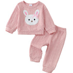 Kucnuzki 2T 3T Girl Clothes Fall Winter Sweatsuit Soft Top Pink Pullover Sweatshirt Long Casual Pants Toddler Little Girl Clothes Two Piece Outfits