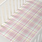 Horaldaily 2 Pack Fitted Crib Sheet for Boys Girls,Soft Breathable Washable Jersey Microfiber Baby Crib Sheet, Fits Standard Size Crib Mattress 28in x 52in, Floral Plaid Nursery Sheet Pink/White
