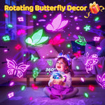 Onefire Girls Toys for Girl Gifts, 6 Films Light Projector Unicorn Toys for Girls Age 4-6, Rechargeable Night Lights for Bedroom, 360° Rotating Butterfly Decor Mermaid Gifts Princess Baby Toddler Toys