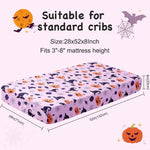 Halloween Baby Crib Sheets for Boys Girls 52 x 28 Inches Pumpkin Fitted Crib Sheet for Standard Crib and Toddler Mattress,Baby Sheet Newborn Bedding Nursery Mattress Cover,Purple