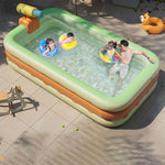 Qudinip Inflatable Swimming Pool, 3 Layers PVC Blowing Pool, Foldable Portable Inflatable Pool for Kids 3+ Years Outdoor Indoor Family Fun with One Button Inflation Design (1.3 M)