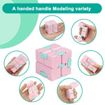 Infinitycube Fidget Toy Stress Relieving Fidgeting Game for Kids and Adults,Cute Pocket-Sized Unique Gadget for Anxiety Relief and Kill Time (Macaron Pink)