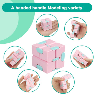 Infinitycube Fidget Toy Stress Relieving Fidgeting Game for Kids and Adults,Cute Pocket-Sized Unique Gadget for Anxiety Relief and Kill Time (Macaron Pink)