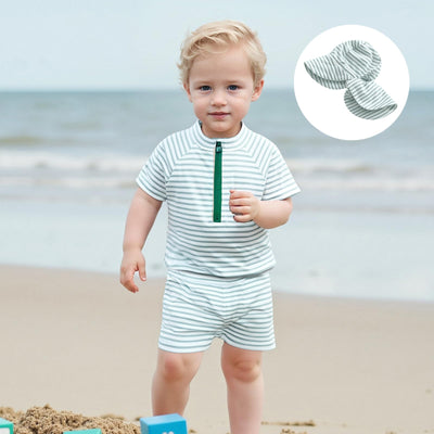 Baby Toddler Boys Swimsuit Infant Girl Swimsuits 6 12 18 24M 2T 3T 4T Bathing Suit Swimwear 3Pcs Set Rash Guard Hat (Green, 3-6 Months)