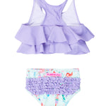 RuffleButts Girls UPF50+ Sun Protection Flounce Bikini Two Piece Swimsuit - Mermaid Princess, 7