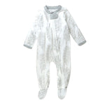 HonestBaby 1-Pack Sleep & Play Footed One-Piece Pajama Sleeper 100% Organic Cotton, Baby Boys, Jumbo Leaf Sage/Sage, Newborn