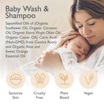 SoCal Suds & Company - 2-in-1 Organic Gel Baby Shampoo & Body Wash - Natural Vitamin Rich Organic Oils Soothing Aloe Cleansing Hair & Castile Soap Body Wash for Sensitive Skin - Sweet Orange, 12oz