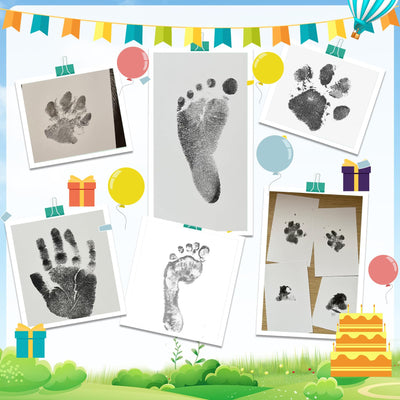 Jazb 6-Pack Baby Inkless Hand and Footprint Kit, Ink Pad Paw Print kit for Dogs, Dog Nose Print Kit, Dog Paw Print Kit - Baby Footprint Kit with Clean-Touch, 12 Imprint Cards ( Jet Black )