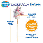 Playful Minds Stick Horse | Plush Handcrafted Hobby Horse Stick Pony Provides Fun Pretend Play for Toddlers & Preschoolers | Handsewn, Sturdy Wood, and Sound Effects (Unicorn)