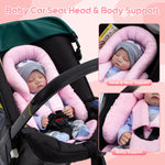 Infant Car Seat Insert with Extra 3 Strap Covers, Thickened Carseat Head and Body Support for Infant, Reversible Baby Car Seat Cushion for Boys Girls, Soft Mink Dot Newborn Insert for Preemie