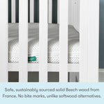 Newton Baby Galileo Mini Crib Solid Beech Wood with Wheels in White Color, Adjustable Mattress Height, Ultra-Safe Non-Toxic Finish, Mini Crib Mattress Included