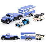 haomsj Truck Toys for Kids 9 PCS Playsets Tow Truck Toy and City Carrier Vehicle,Transport Truck with Die Cast Metal Racing Cars for Boys and Girls Age 3-5 Years
