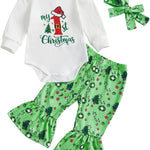 St Patricks Day Baby Girl Outfit Newborn Ribbed Shamrock Onesie Flare Pants Set Romper Bell Bottoms Spring Clothes