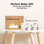 5-Pack Muslin Burp Cloths Baby Boy, Girl - Very Absorbent Baby Burp Cloth Rags, 8-Layers Viscose Derived from Bamboo Cotton Muslin Towel, Super Soft Spit Up Rags, No Shrink Washcloths (Lunaris)