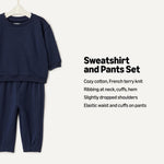 Amazon Essentials x Sofia Grainge Unisex Toddlers' Sweatshirt & Sweatpant Set, Navy, 4T
