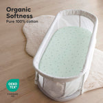 2-Pack Organic Bassinet Sheets for Girls, Boys - 100% Cotton Bassinet Mattress Sheets Compatible with Halo Bassinest Swivel Sleeper, Graco, Baby Delight, Chicco,Unisex Fitted Bassinet Sheets(Bunnies)