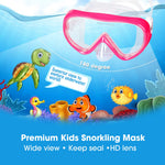 Kids Swim Mask 180° Snorkel Diving Mask, Anti-Fog Child Swim Goggles with Nose Cover No-Leak Swimming Goggles Anti-Shattered Lens for Youth 4-15 (Pink)