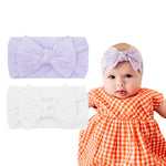 Baby Bling Bows - Newborn to Little Baby Girl Bows, 2 Pack Nylon Super Soft Stretchy Knot Toddler Headbands, Perfect Hair Accessories Head Bands for Infant Kids(Light Orchid & White)