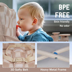 Portable 3-in-1 Baby Booster Seat, Cozy Floor Seat, Feeding Seat with Tray, Compact Foldable Toddler Booster with Child Safety Belt Carry Bag, Perfect for Travel (Sand Checker)