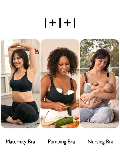 Momcozy Pumping Bra for Wearable Breast Pump, Nursing & Pumping Bra in One, Hands Free Pump Bra Suitable for M5, S12 Pro, etc Black