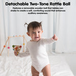 PlanToys Wooden Clutching Triangle Baby Toy with Gentle Sound in Two-Toned Ball (5244) | Sustainably Made from Rubberwood and Non-Toxic Paints and Dyes